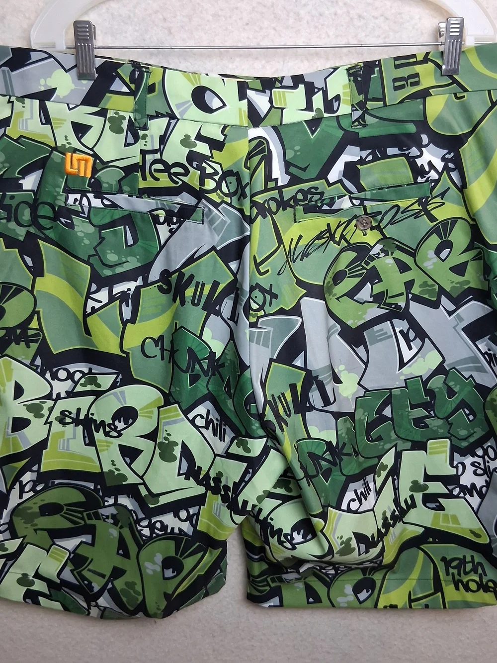 Loudmouth Mens 40 Waist Grafitti Abstract Streetwear Heritage Zip Up Golf Shorts